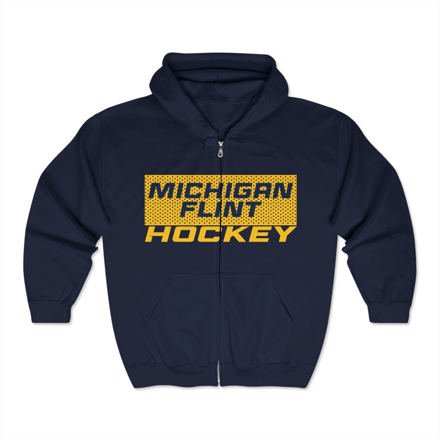 Michigan Flint Hockey Full Zip Hooded Sweatshirt