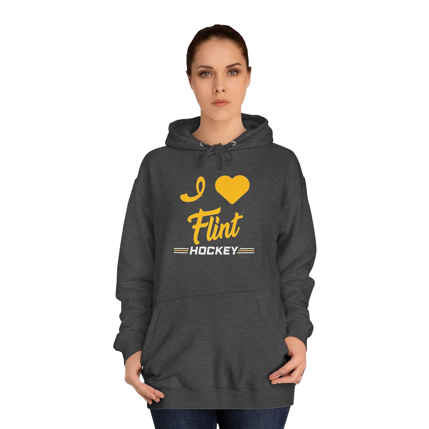 I Love Flint Hockey Unisex College Hoodie