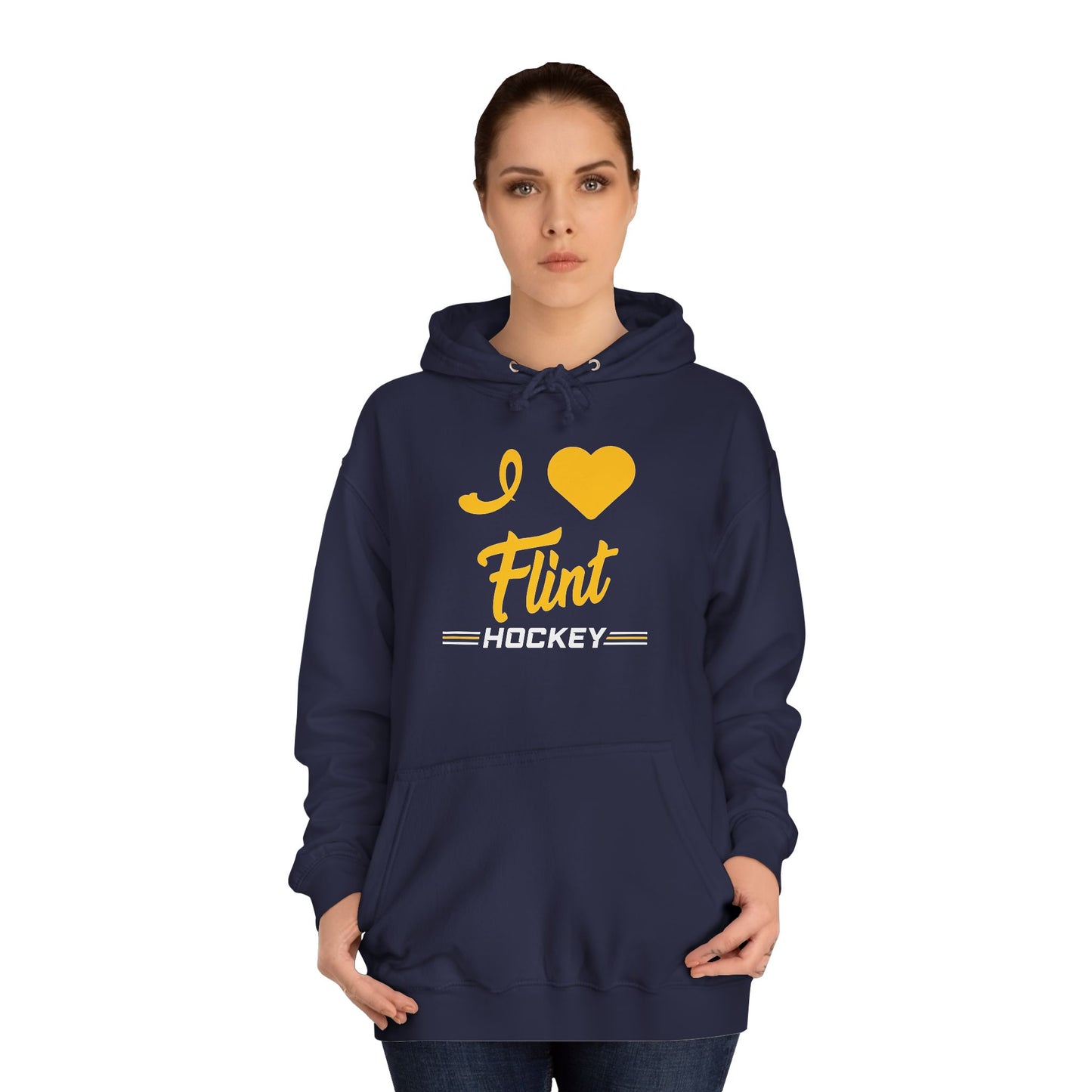 I Love Flint Hockey Unisex College Hoodie